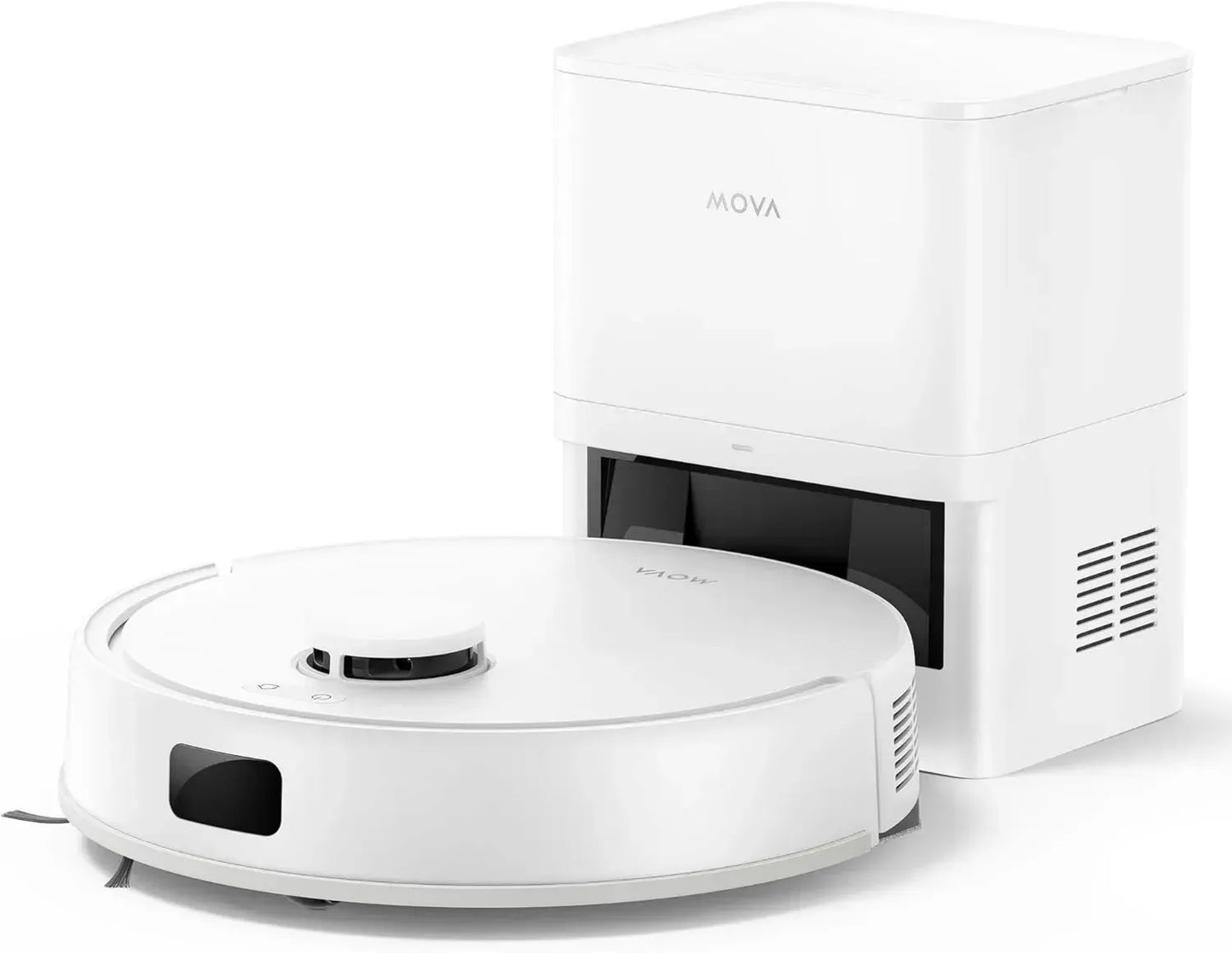 Robot Aspirateur Mova E20 Plus avec Vidange Automatique, Navigation LDS Avancée, 5000 Pa, 2-en-1 Aspiration et Lavage, Utilisation 90 Jours