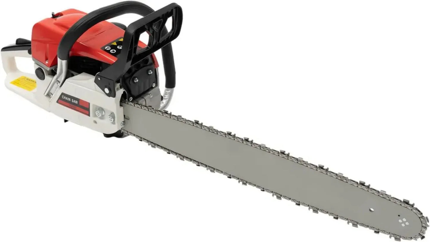 Scie à chaîne thermique 52cc, équipée de refroidissement à air, lame de 56 cm, idéale pour abattage et coupe