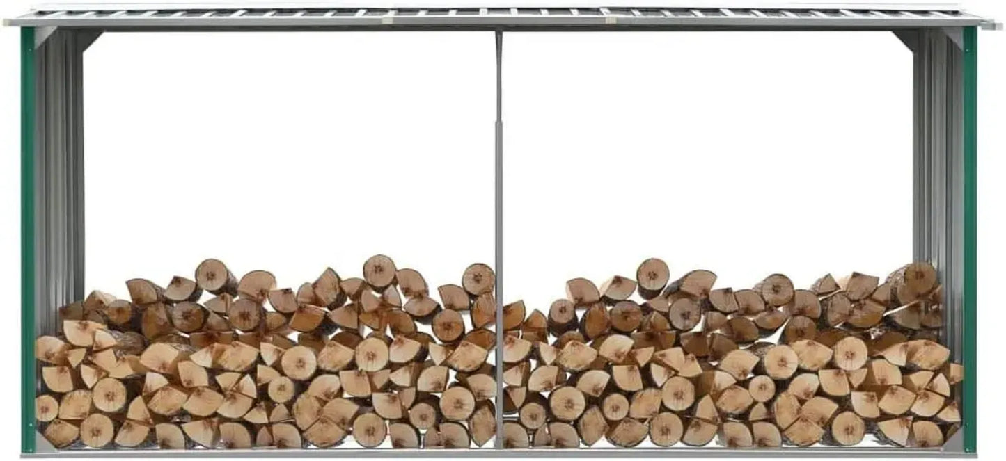 Abri de jardin en acier galvanisé pour stockage de bois - Disponible en vert, marron et anthracite