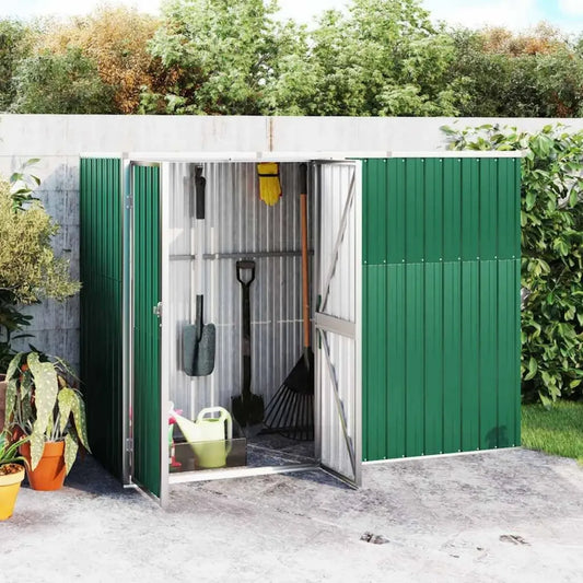 Cabanon de Jardin Vert en Acier Galvanisé 225x89x161 cm