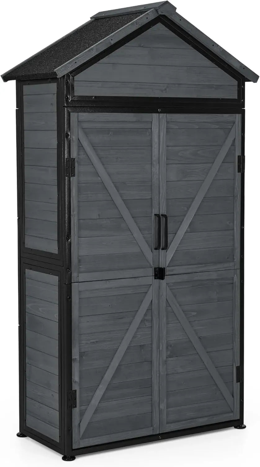 M MCombo Abri de Jardin Métallique Imperméable pour Terrasse 45x90x165 cm Gris