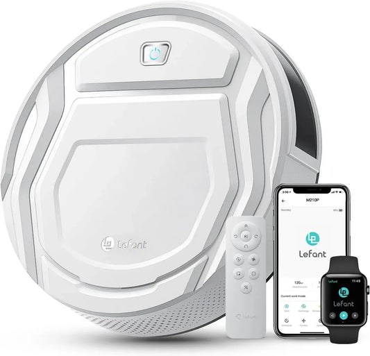 Aspirateur Robot Lefant M210, 2200 Pa, Anti-poils Animaux, Autocharge, Wi-Fi et Télécommande, 6 Modes de Nettoyage, Autonomie 120 Min