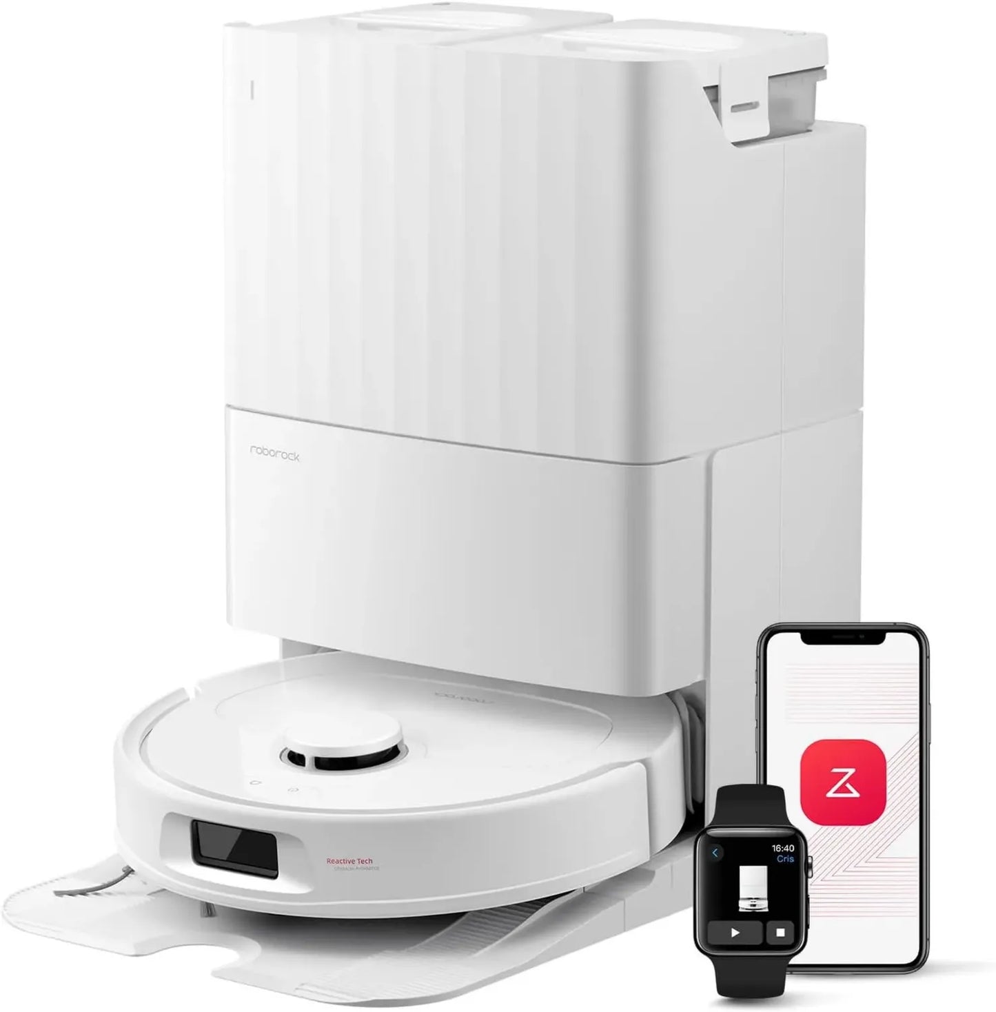 Robot Aspirateur Roborock QV 35S, Aspiration Puissante 10 000 Pa, Système Anti-Enchevêtrement, Balais Rétractables, Technologie LiDAR, Base Multifonction, Blanc