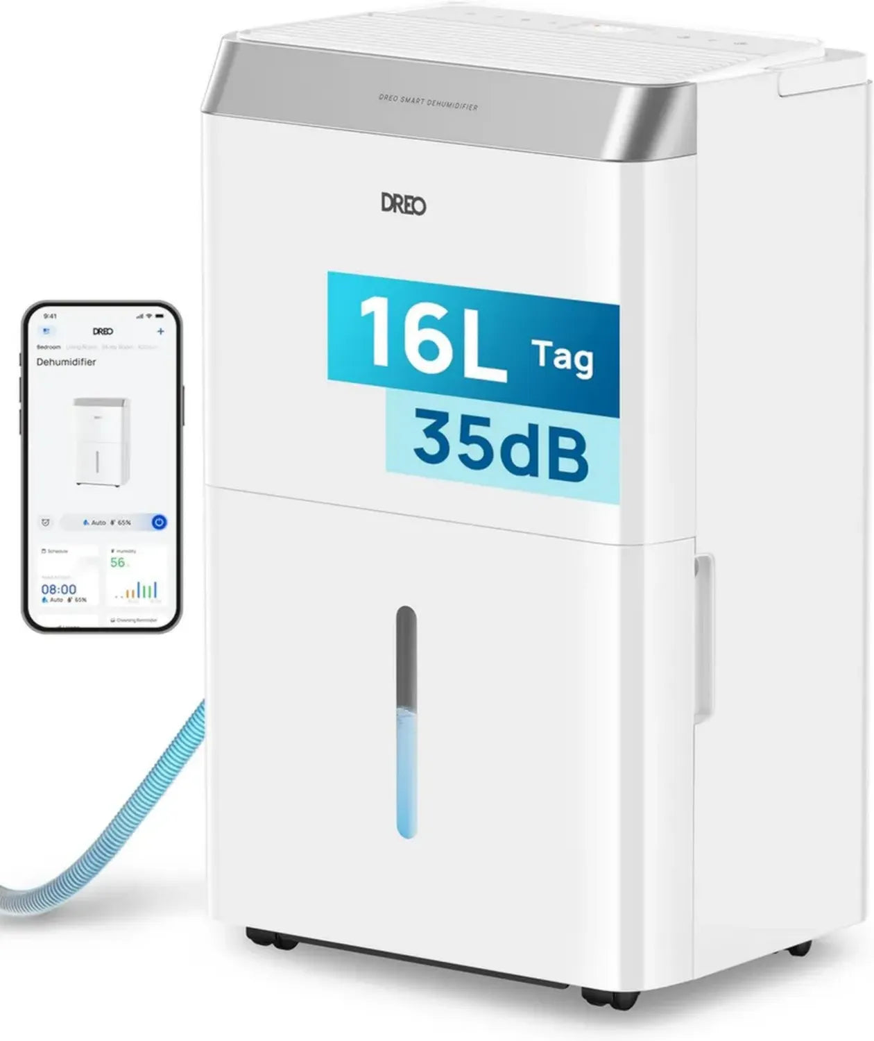 Déshumidificateur Intelligent 16L/jour Wi-Fi Alexa pour 30㎡ Silencieux